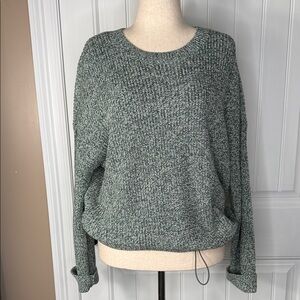Lou & Grey Marled Drawstring Hem Sweater Womens  L Green NWT